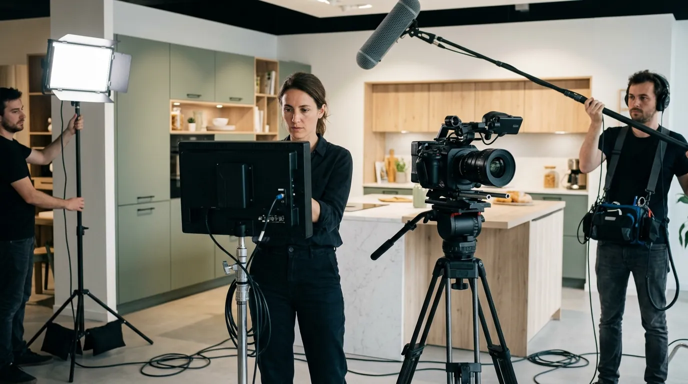 Tournage d'un spot TV dans un showroom de cuisine